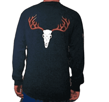 Load image into Gallery viewer, Men&#39;s Black Deer Skull Long Sleeve T-Shirt